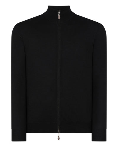 N.Peal Men's The Hyde Fine Gauge Cashmere Zip Jumper Black