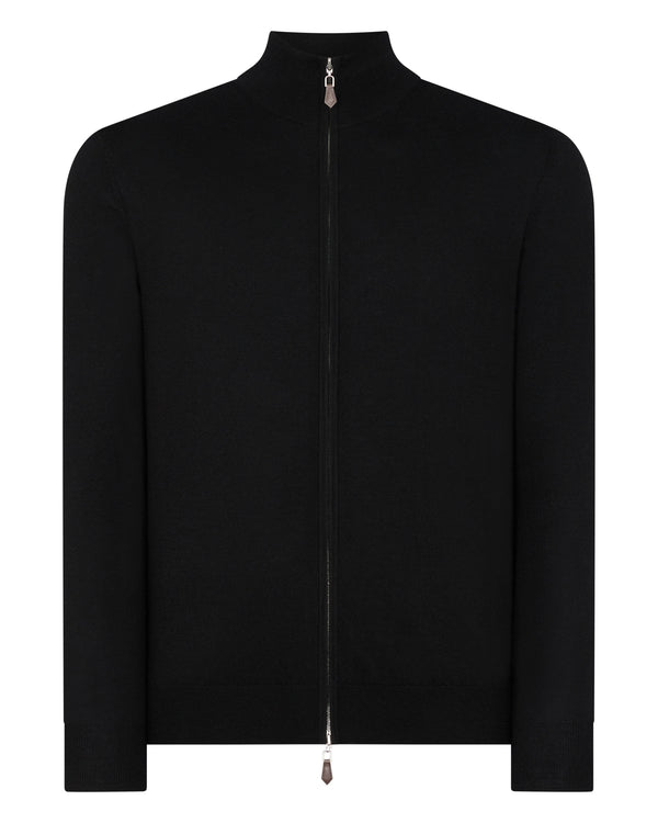 N.Peal Men's The Hyde Fine Gauge Cashmere Zip Jumper Black