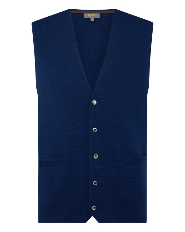 N.Peal Men's The Chelsea Milano Cashmere Waistcoat French Blue