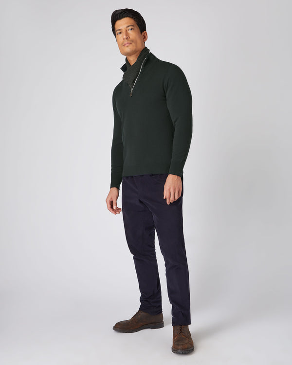 N.Peal Men's The Carnaby Half Zip Cashmere Jumper Dark Green