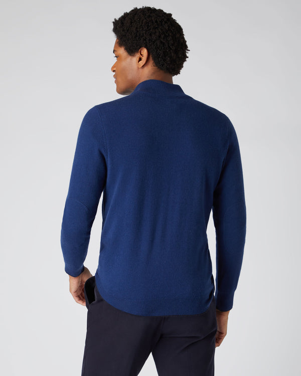 N.Peal Men's The Carnaby Half Zip Cashmere Jumper French Blue