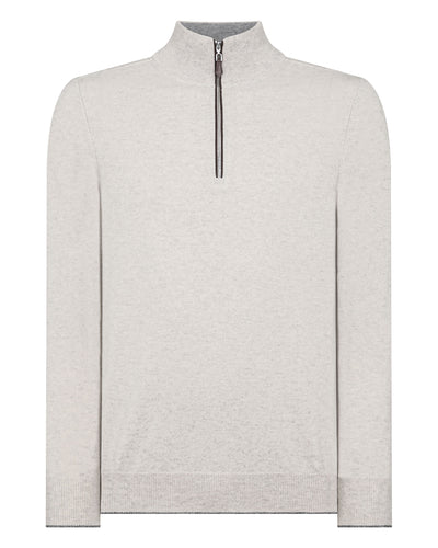 N.Peal Men's The Carnaby Half Zip Cashmere Jumper Pebble Grey