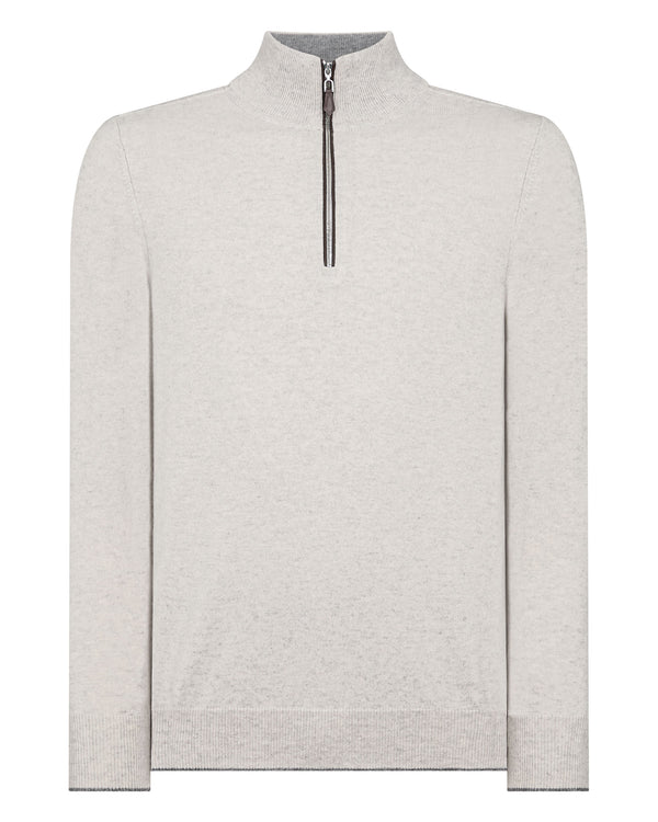 N.Peal Men's The Carnaby Half Zip Cashmere Jumper Pebble Grey