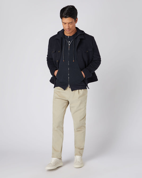 N.Peal Men's Ladbroke Cashmere Hoodie Navy Blue