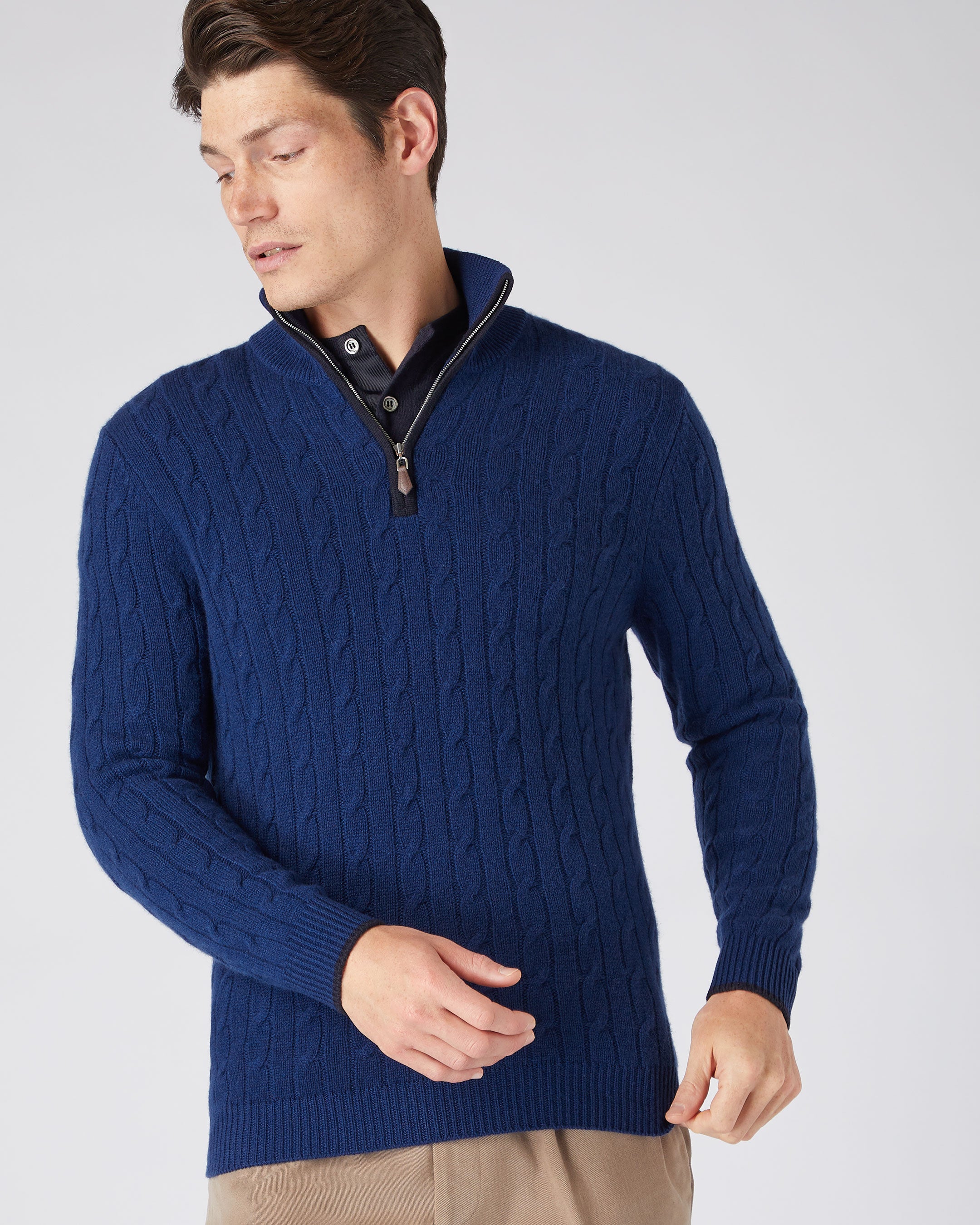 Mens cable knit half zip 2025 jumper