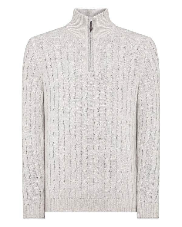 Men's Albemarle Cable Half Zip Cashmere Jumper  2