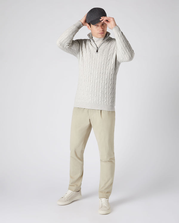 Men's Albemarle Cable Half Zip Cashmere Jumper  3
