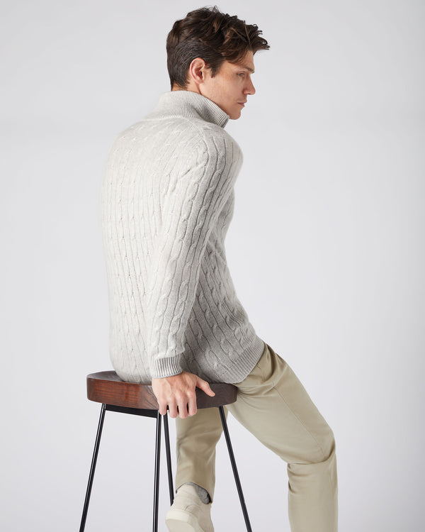 Men's Albemarle Cable Half Zip Cashmere Jumper  4