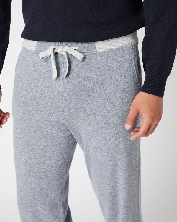 N.Peal Men's Cashmere Pants Mid Grey Melange