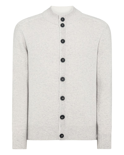 N.Peal Men's Full Button Cashmere Jumper Pebble Grey