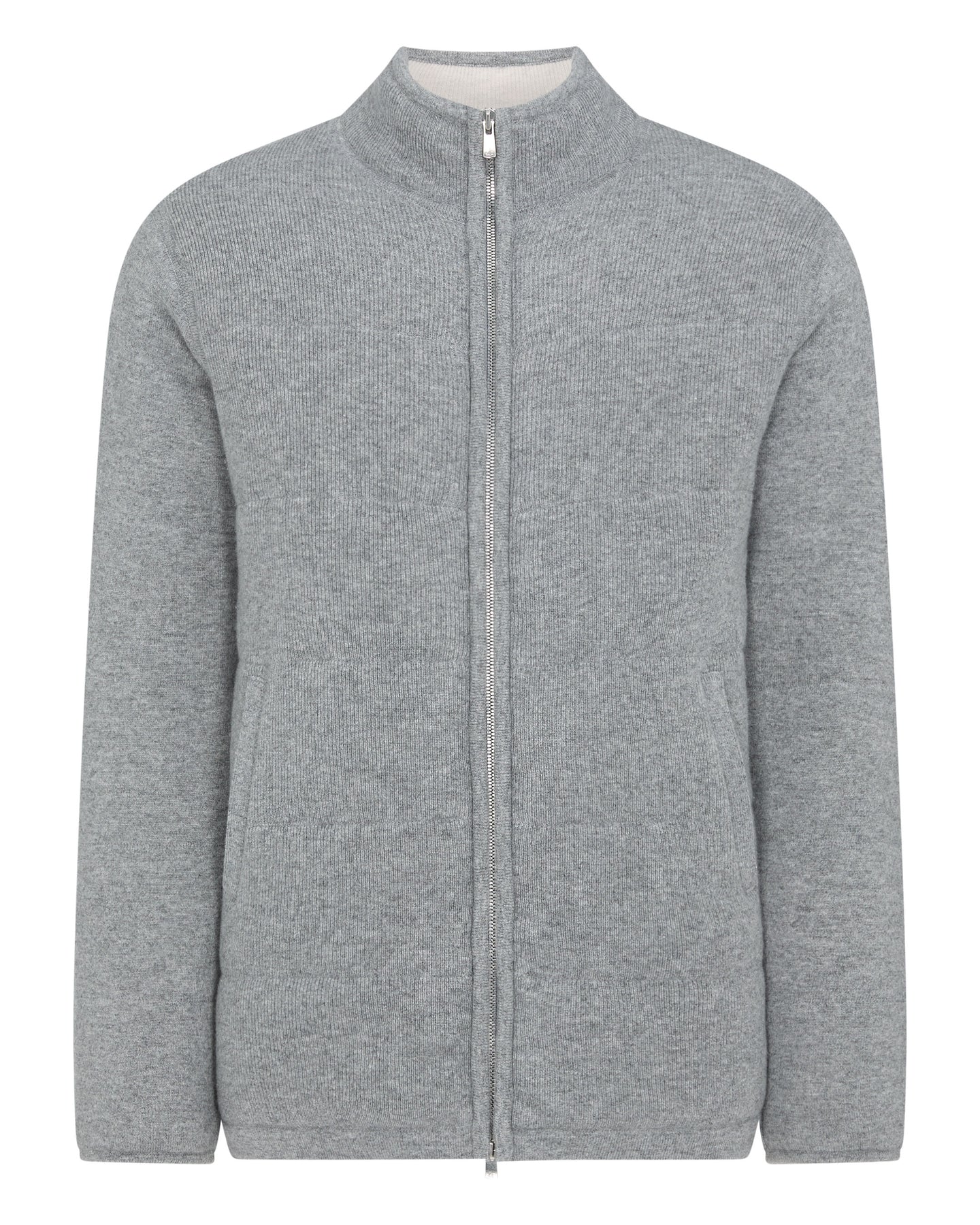 N.Peal Men's Rib Padded Cashmere Jacket Flannel Grey
