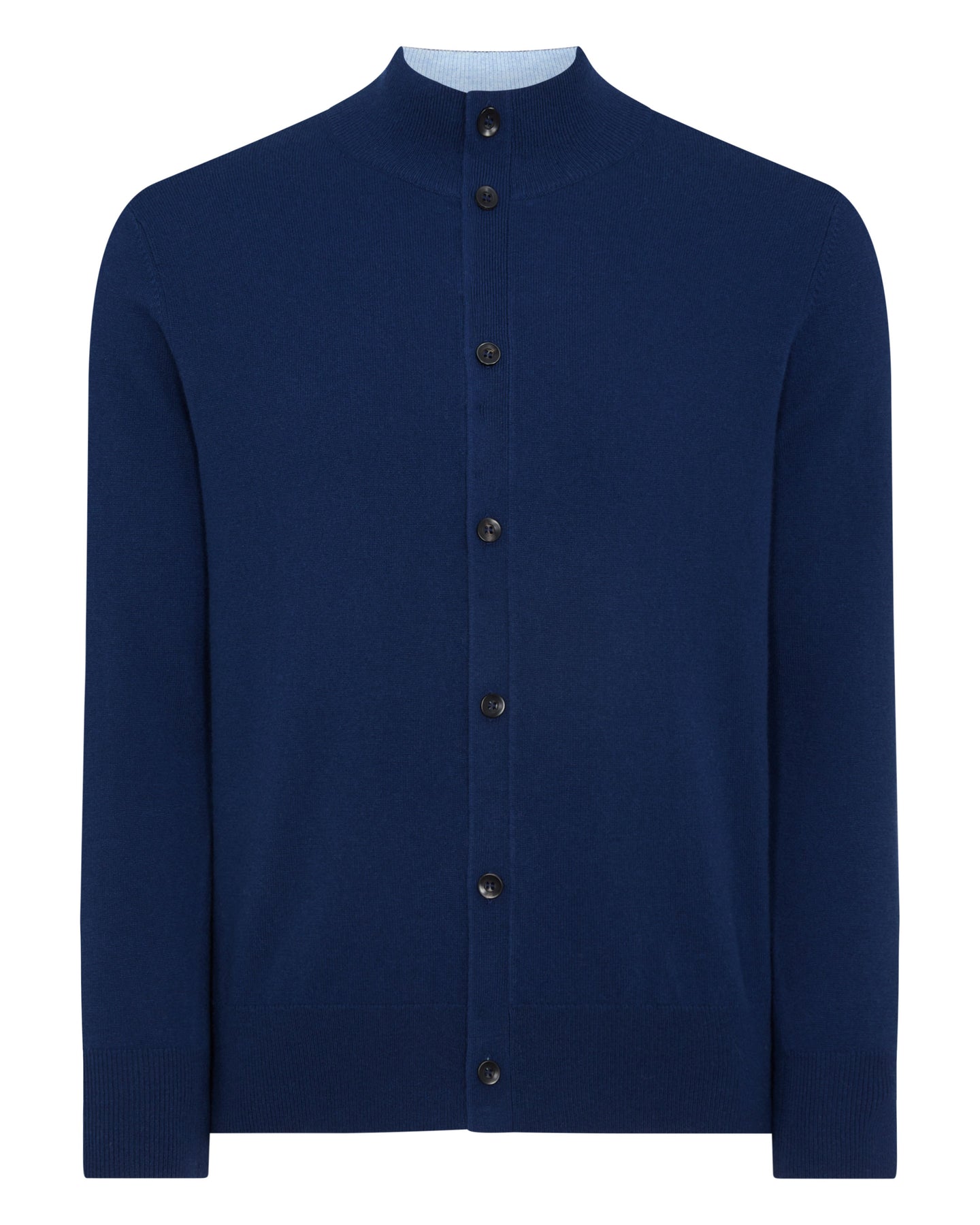 N.Peal Men's Button Up Cashmere Jumper French Blue