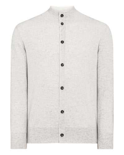 N.Peal Men's Button Up Cashmere Jumper Pebble Grey
