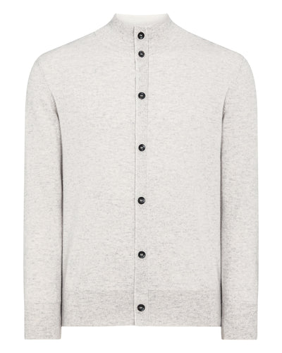 N.Peal Men's Button Up Cashmere Jumper Pebble Grey