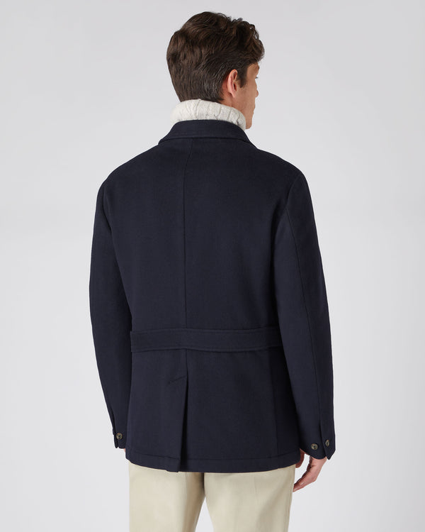 Men's Woven Cashmere Jacket Navy Blue | N.Peal