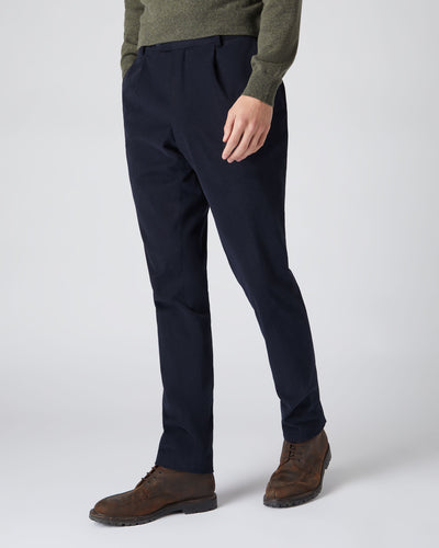 N.Peal Men's Cotton Trousers Navy Blue