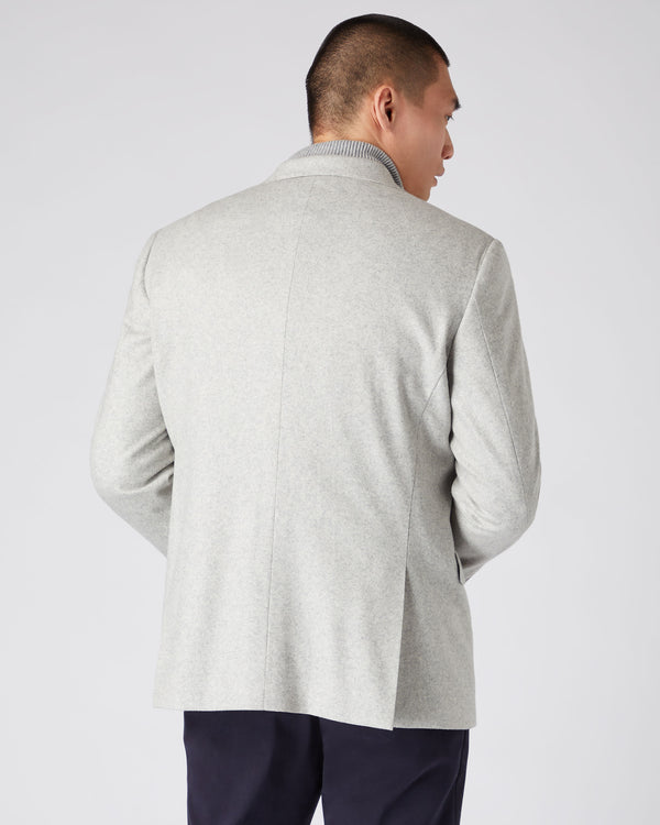 N.Peal Men's Knitted Cashmere Blazer Light Grey