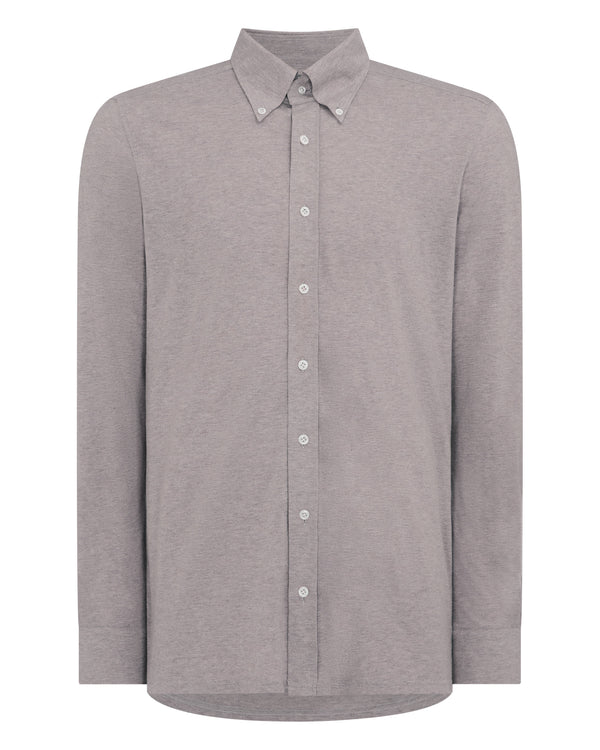 N.Peal Men's Button Down Collar Shirt Beige Brown