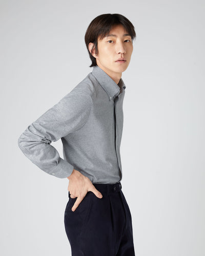 N.Peal Men's Button Down Collar Shirt Grey