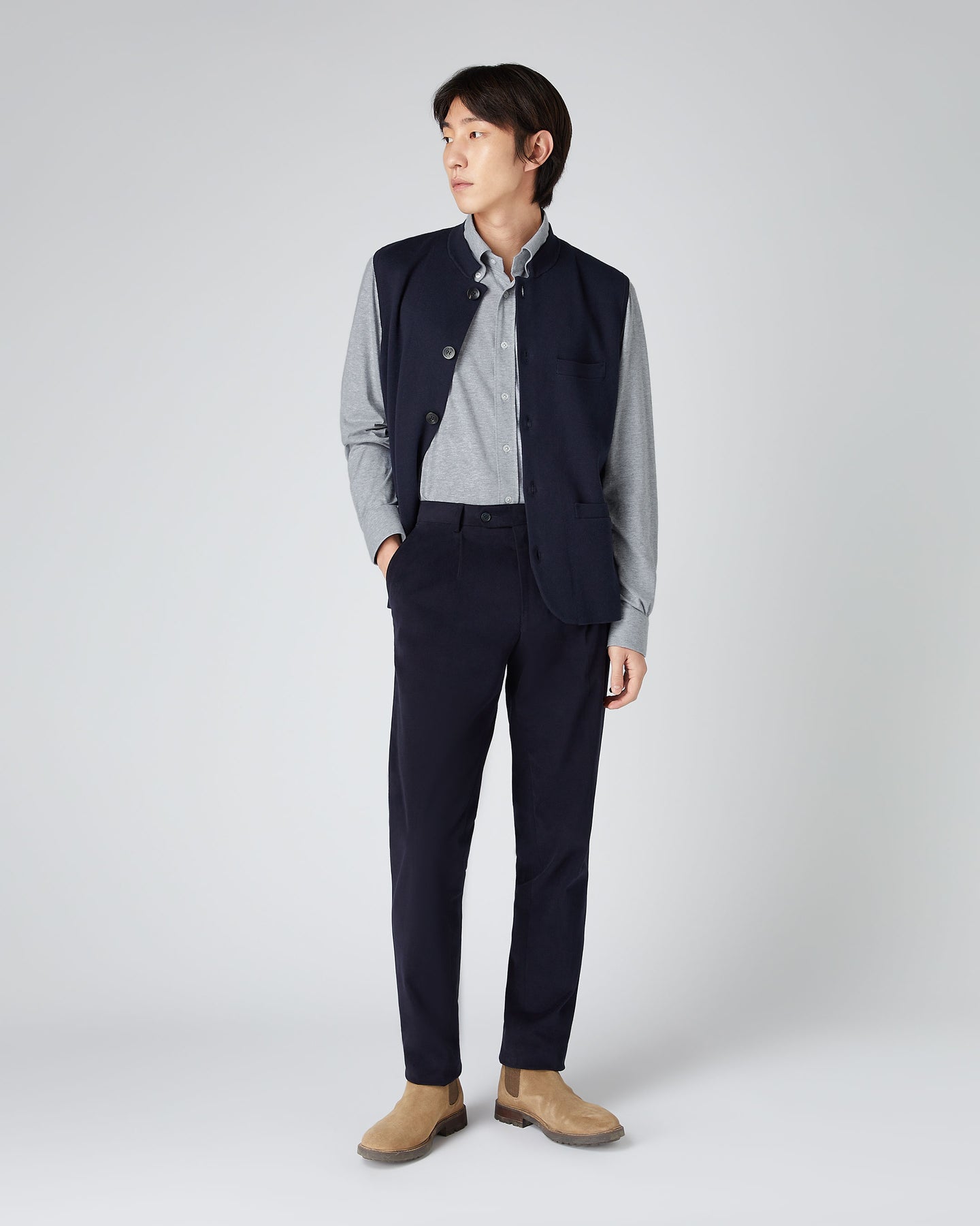 Men's Button Down Collar Shirt Grey N.Peal