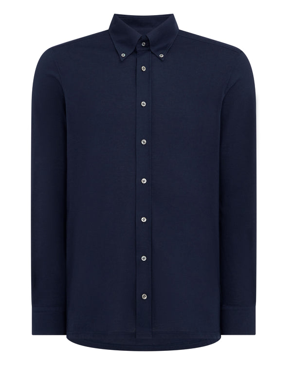 navy button shirt