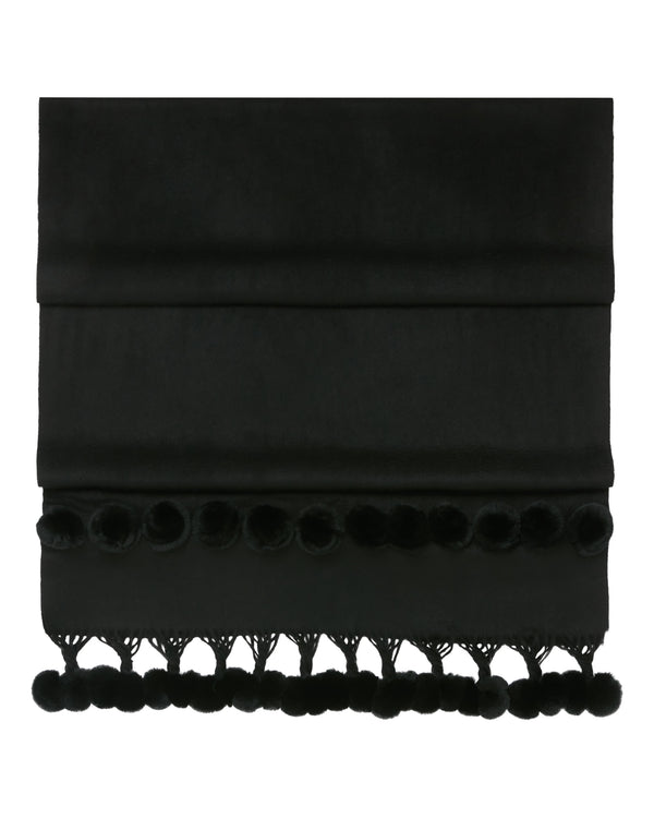 N.Peal Women's Fur Bobble Woven Shawl Black
