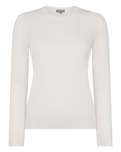 N.Peal Women's Round Neck Cashmere Jumper New Ivory White
