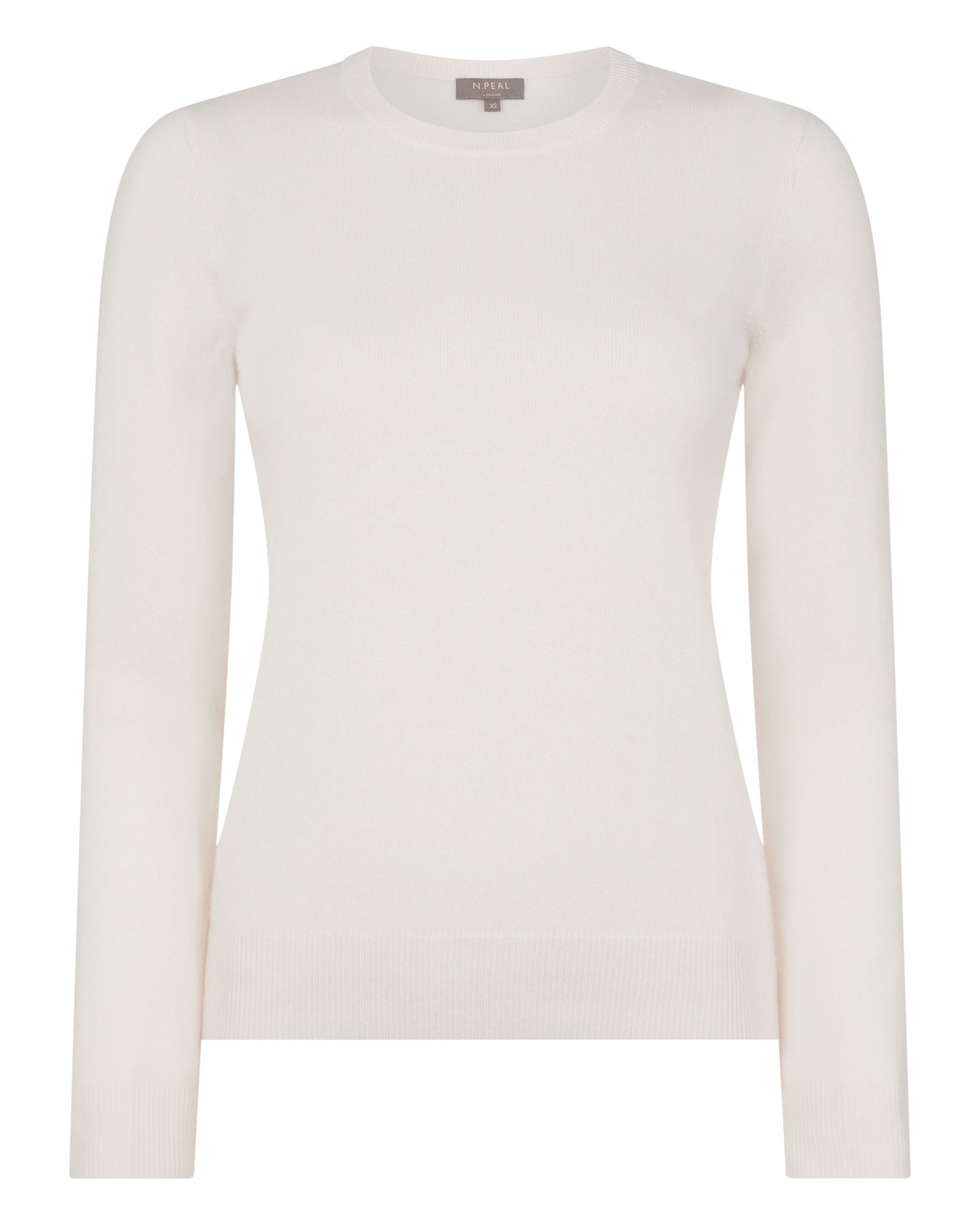 N.Peal Women's Round Neck Cashmere Jumper New Ivory White
