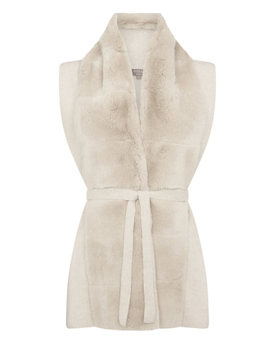 N.Peal Women's Fur Placket Milano Cashmere Gilet Ecru White