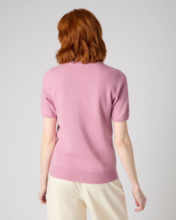 N.Peal Women's Round Neck Cashmere T Shirt Burano Pink