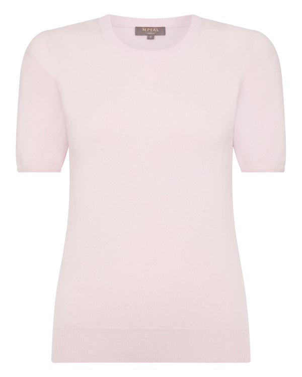 N.Peal Women's Round Neck Cashmere T Shirt Quartz Pink