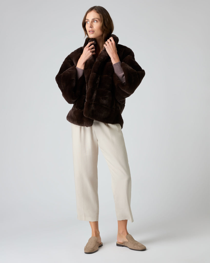 Women's Rex Oversize Short Jacket Chocolate Brown | N.Peal