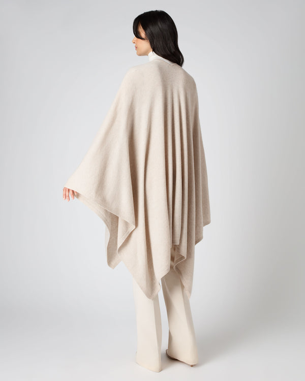 N.Peal Women's Cashmere Knitted Cape Heather Beige Brown
