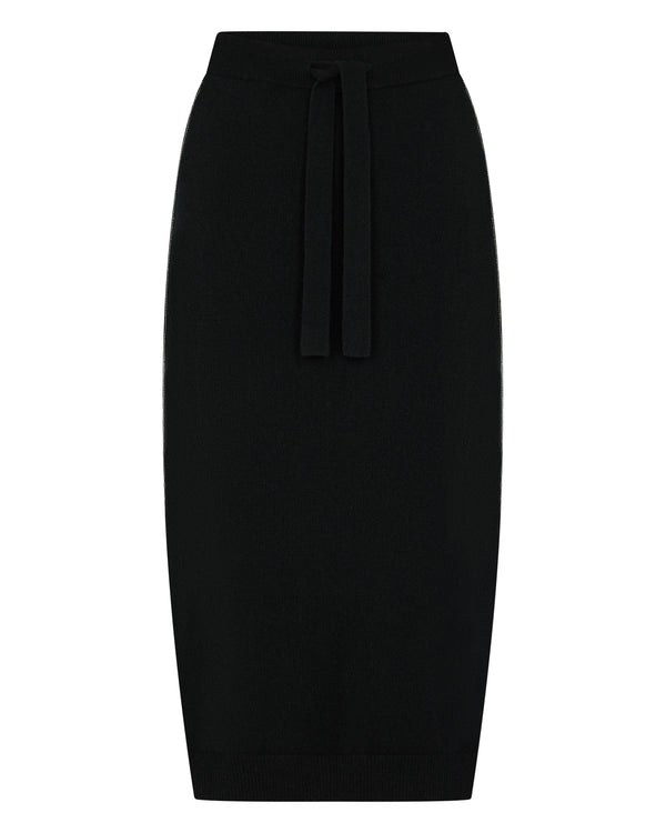 N.Peal Women's Metal Trim Cashmere Skirt Black