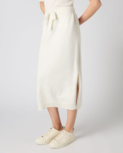N.Peal Women's Metal Trim Cashmere Skirt New Ivory White