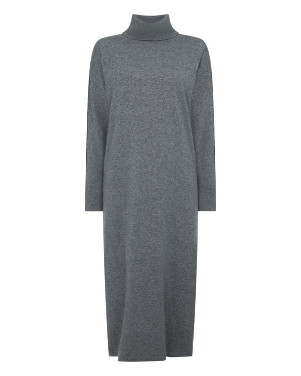 N.Peal Women's Metal Trim Cashmere Dress Elephant Grey