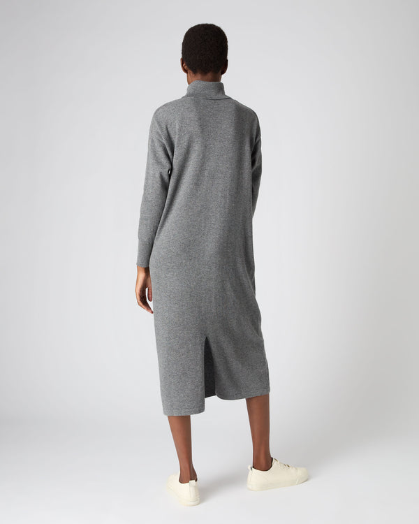 N.Peal Women's Metal Trim Cashmere Dress Elephant Grey