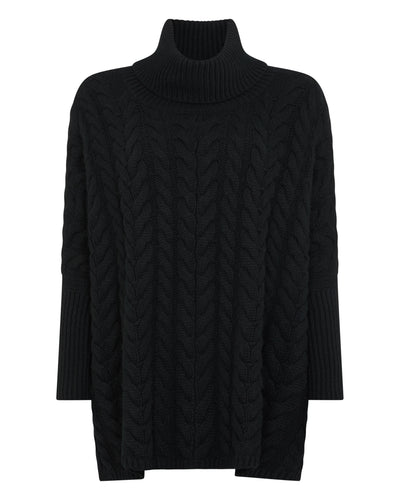 N.Peal Women's Oversize Cable Cashmere Jumper Black