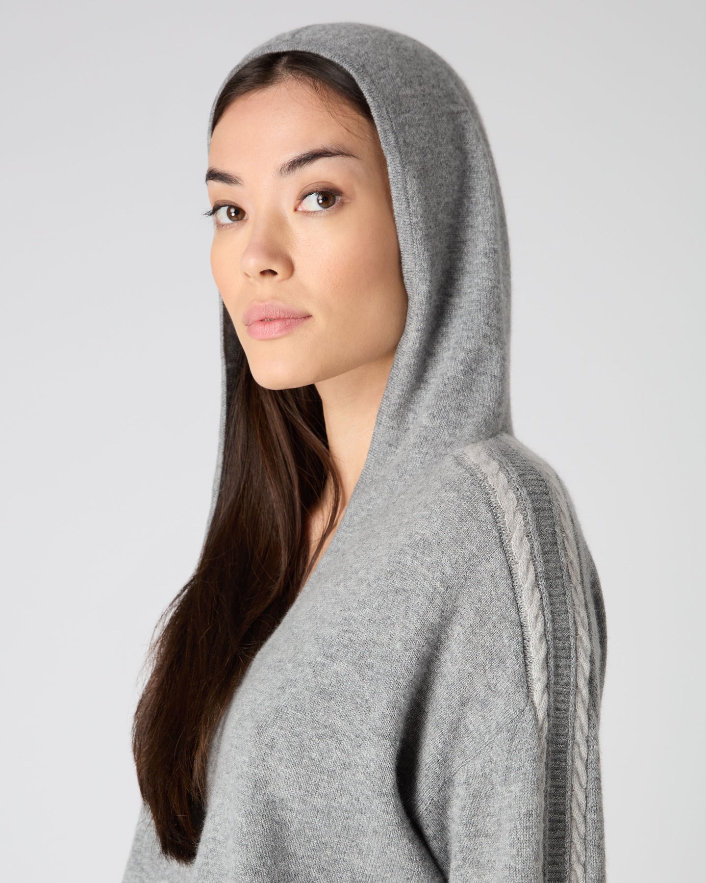 womens grey cashmere hoodie