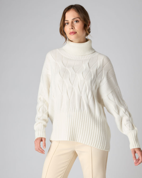 cream roll neck cashmere jumper
