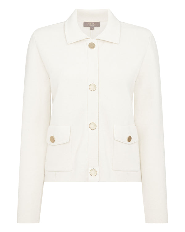 N.Peal Women's Cropped Milano Cashmere Jacket New Ivory White
