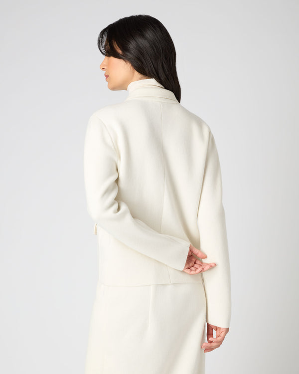 N.Peal Women's Cropped Milano Cashmere Jacket New Ivory White