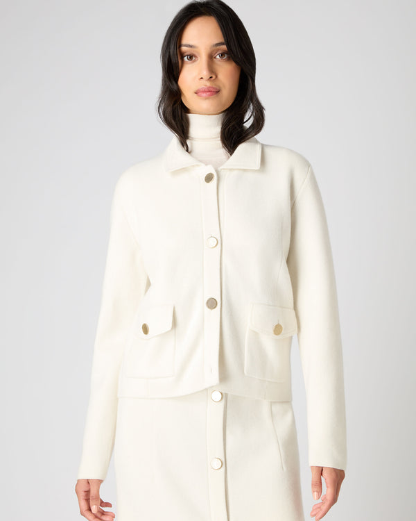 N.Peal Women's Cropped Milano Cashmere Jacket New Ivory White