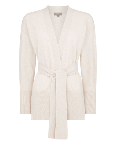 N.Peal Women's Drop Shoulder Cashmere Cardigan Ecru White
