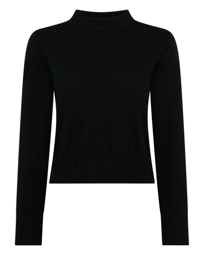 N.Peal Women's Crop Fitted Cashmere Jumper Black