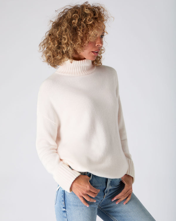 N.Peal The Peony Lim Chunky High Neck Sweater New Ivory White