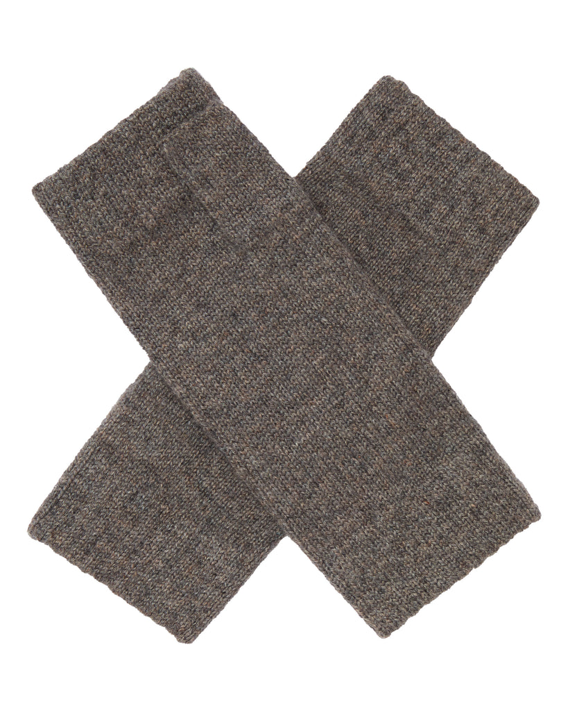 Unisex Fingerless Cashmere Gloves Wood Smoke Brown | N.Peal