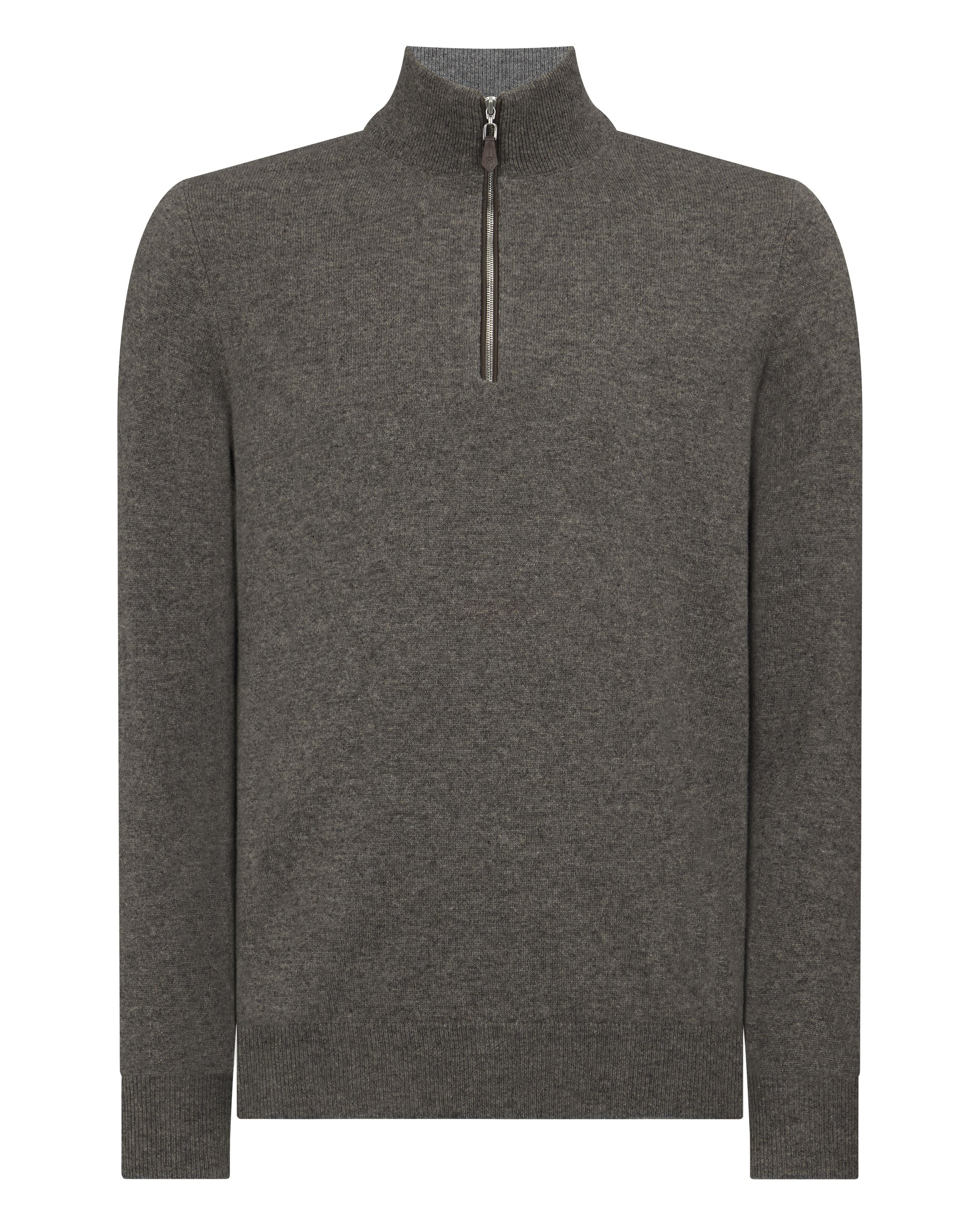 Men s Oxford Round Neck Cashmere Jumper Wood Smoke Brown N.Peal