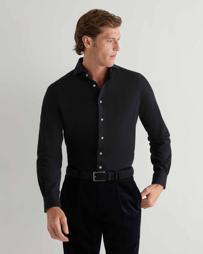 N.Peal Men's Cannes Soft Cotton Flannel Shirt Black