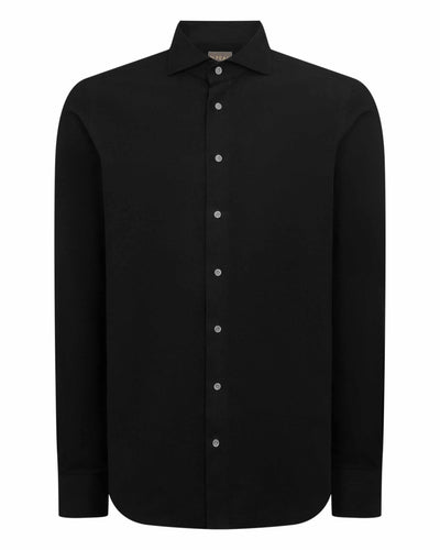 N.Peal Men's Cannes Soft Cotton Flannel Shirt Black